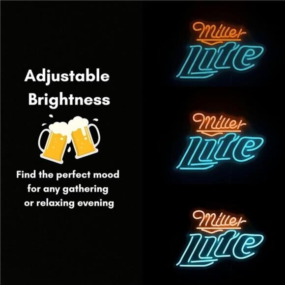 Miller Lite Beer LED Neon Sign Wall Decor Man Cave Bar Pub Bedroom Party NEW - Picture 3 of 7